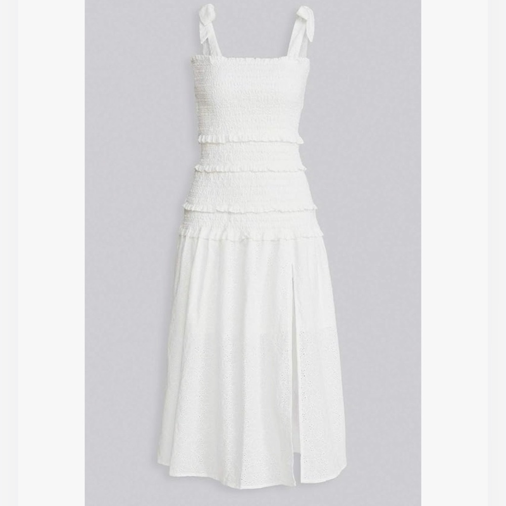 ASTR The Label Size Small Tess Dress In White Eyelet Smocked Midi Maxi Bridal